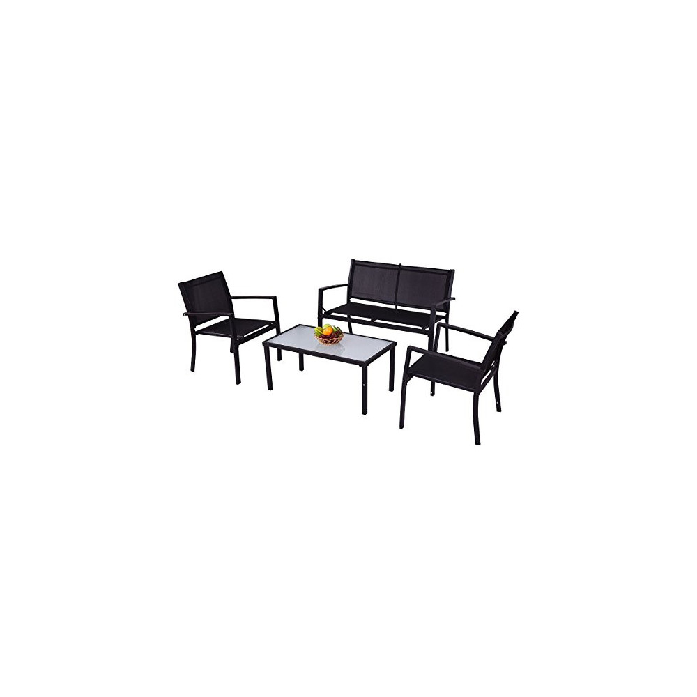 Giantex 4 PCS Outdoor Patio Furniture Set Sofa Loveseat Tee Table Garden Yard Pool Side