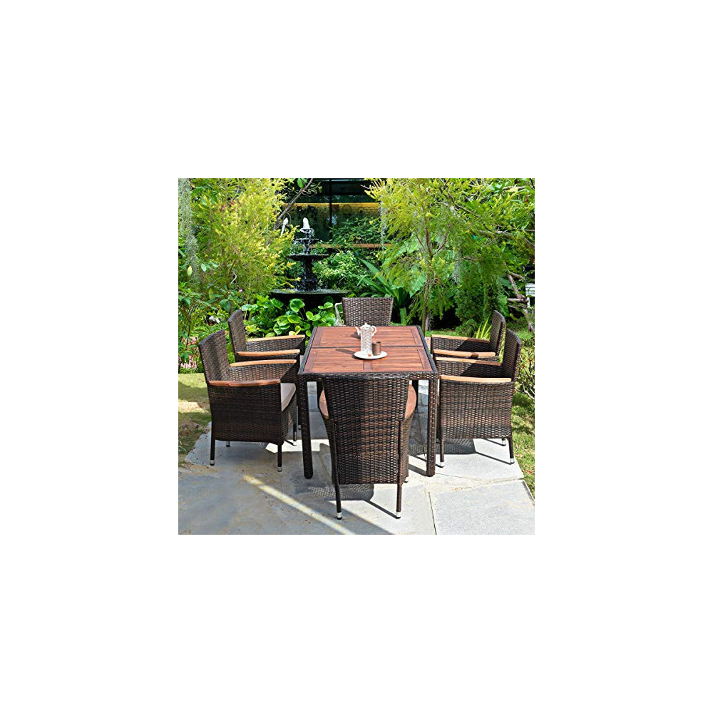 Tangkula 7 PCS Outdoor Patio Dining Set, Garden Dining Set Universe