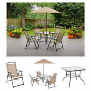 Albany Lane 6-Piece Folding Dining Set By Mainstays, Patio Table, Patio Folding Chair, Patio Umbrella, Patio Dining Set, Outd