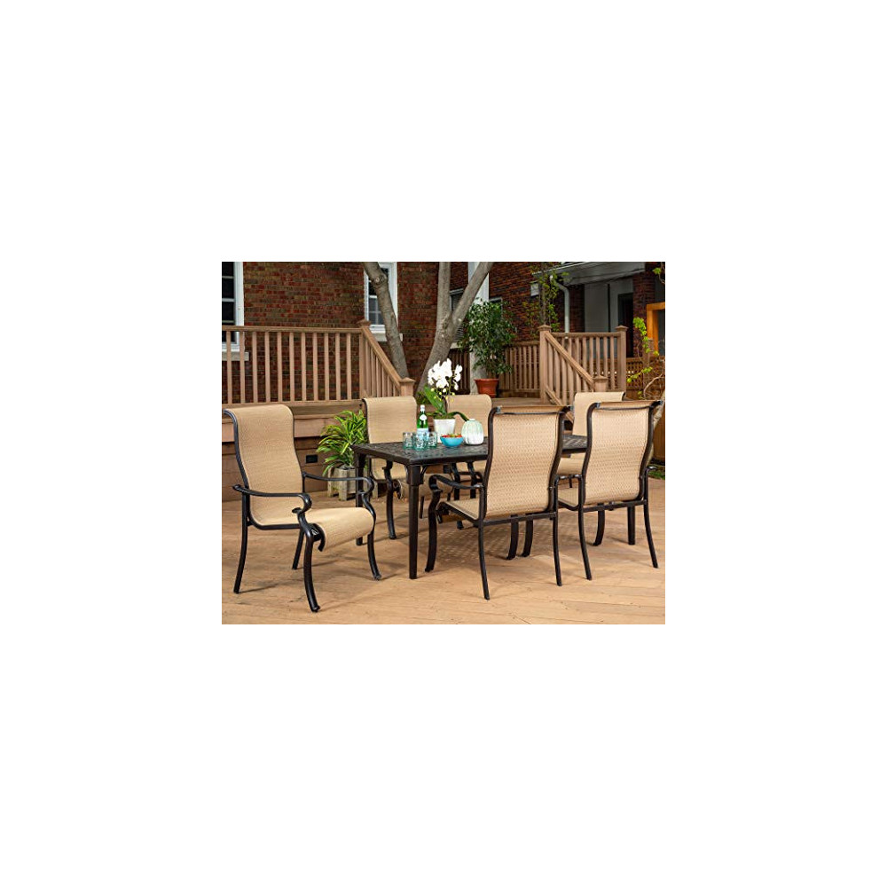 Brigantine 7-Piece Rust-Free Aluminum Outdoor Patio Dining Set with 6 Dining Chairs and Aluminum Rectangular Dining Table, BR