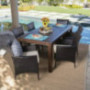 Christopher Knight Home Christine Outdoor Dining set with Wood Table and Wicker Dining Chairs with Water Resistant Cushions, 