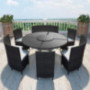 Unfade Memory Patio Furniture Conversation Set 7 Pcs Outdoor Dining Sets with Cushions Wicker Dining Table Chair  Black 
