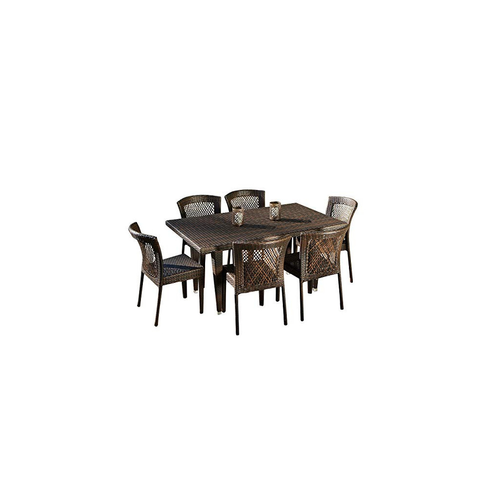 Christopher Knight Home Dusk Outdoor Dining Set, 7-Pcs Set, Multibrown