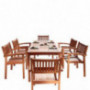 Malibu V98SET10 7 Piece Wood Outdoor Dining Set with Stacking Dining Chairs