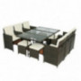 Merax 11 Pcs Outdoor Patio Furniture Set, Rattan Wicker Patio Dining Table Set Garden Coversation Sofa Set