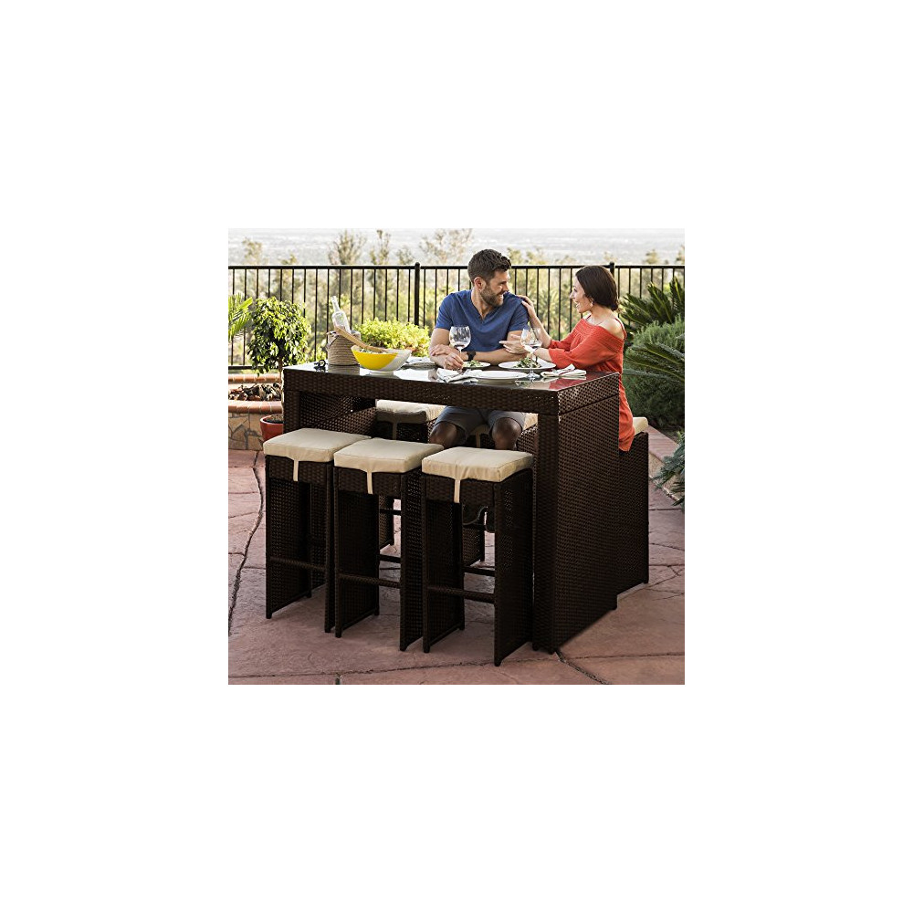 Best Choice Products 7Piece Outdoor Rattan Wicker Bar Dining Universe Furniture