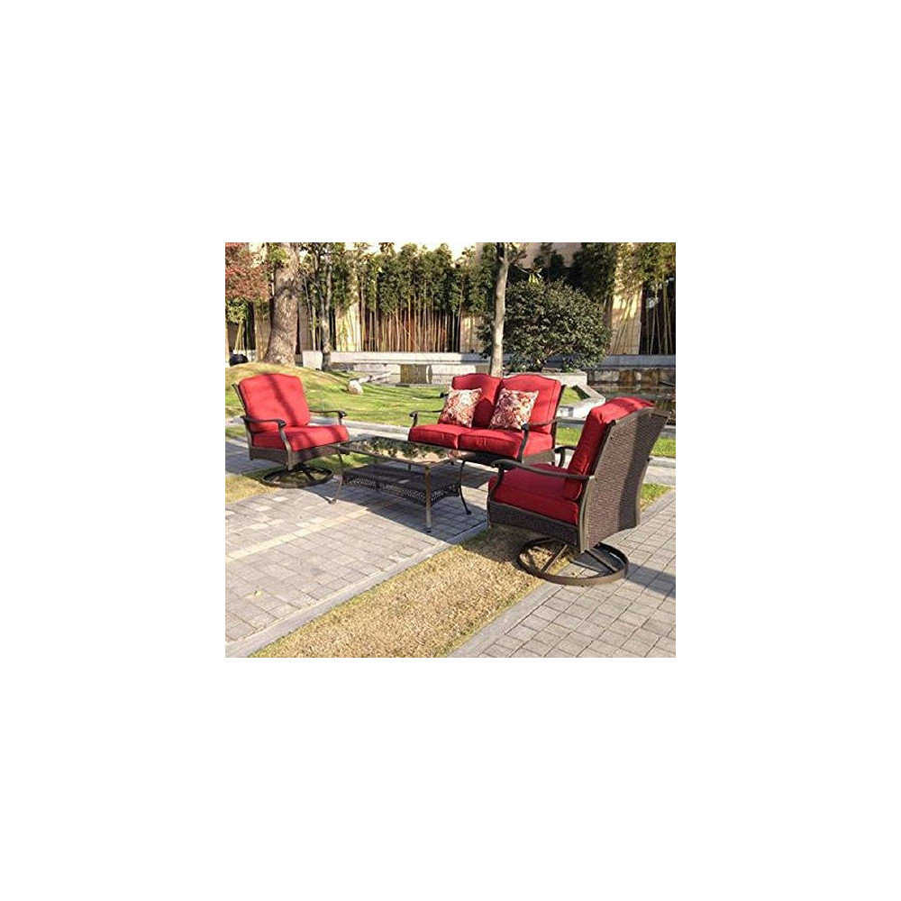 Better Homes and Gardens Powder-Coated Steel with Cushions Providence 4-Piece Patio Conversation Set,Seats For 4, And Tempere