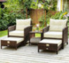 PAMAPIC 5 Pieces Wicker Patio Furniture Set Outdoor Patio Chairs with Ottomans
