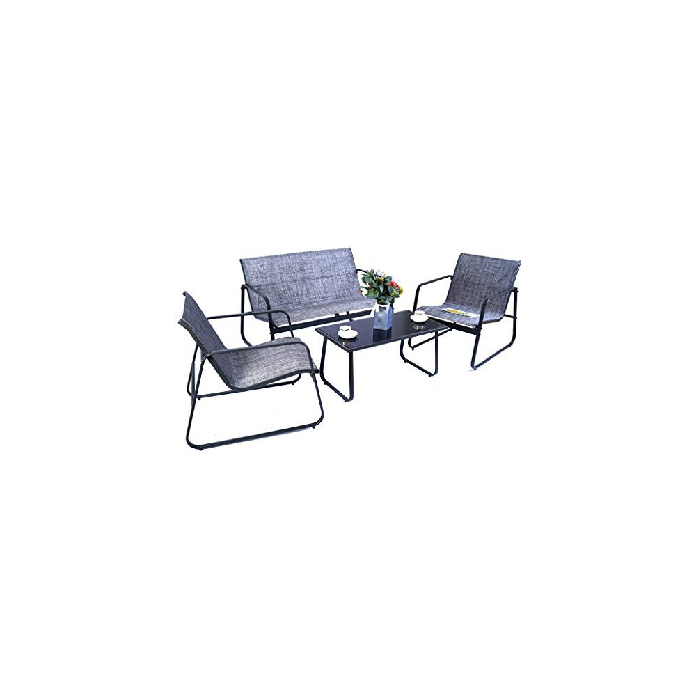 Kozyard Sofia 4 Pieces Patio/Outdoor Conversation Set with Strong Powder Coated Metal Frame, Breathable Textilence, Includes 