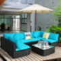 Tangkula 7 Piece Patio Furniture Set, Outdoor Sectional Sofa w/Pillows and Cushions, Wicker Sofa Conversation Set with Coffee