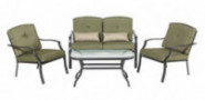 Backyard Classics Cypress 4-Piece Patio Seating Set with Sofa Chairs, Loveseat, and Glass Coffee Table