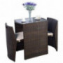 Giantex 3 PCS Cushioned Outdoor Wicker Patio Set Convention Bistro Set Garden Lawn Sofa Furniture  Brown 