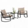 FDW Wicker Patio Furniture Sets Outdoor Bistro Set Rocking Chair 3 Piece Patio Set Rattan Chair Conversation Set for Backyard