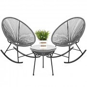 Best Choice Products 3-Piece Outdoor Acapulco All-Weather Woven Rope Patio Conversation Bistro Set w/Glass Top Table and 2 Ro