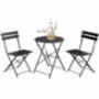 Grand patio 3 Piece Bistro Set, Weather-Resistant Folding Table and Chairs, Indoor/Outdoor Furniture Set  Black 