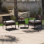 BELLEZE 3pc Patio Set Furniture Outdoor Sofa Cushion Seat Wicker Set Rattan Backyard Chairs w/Coffee Table, Brown