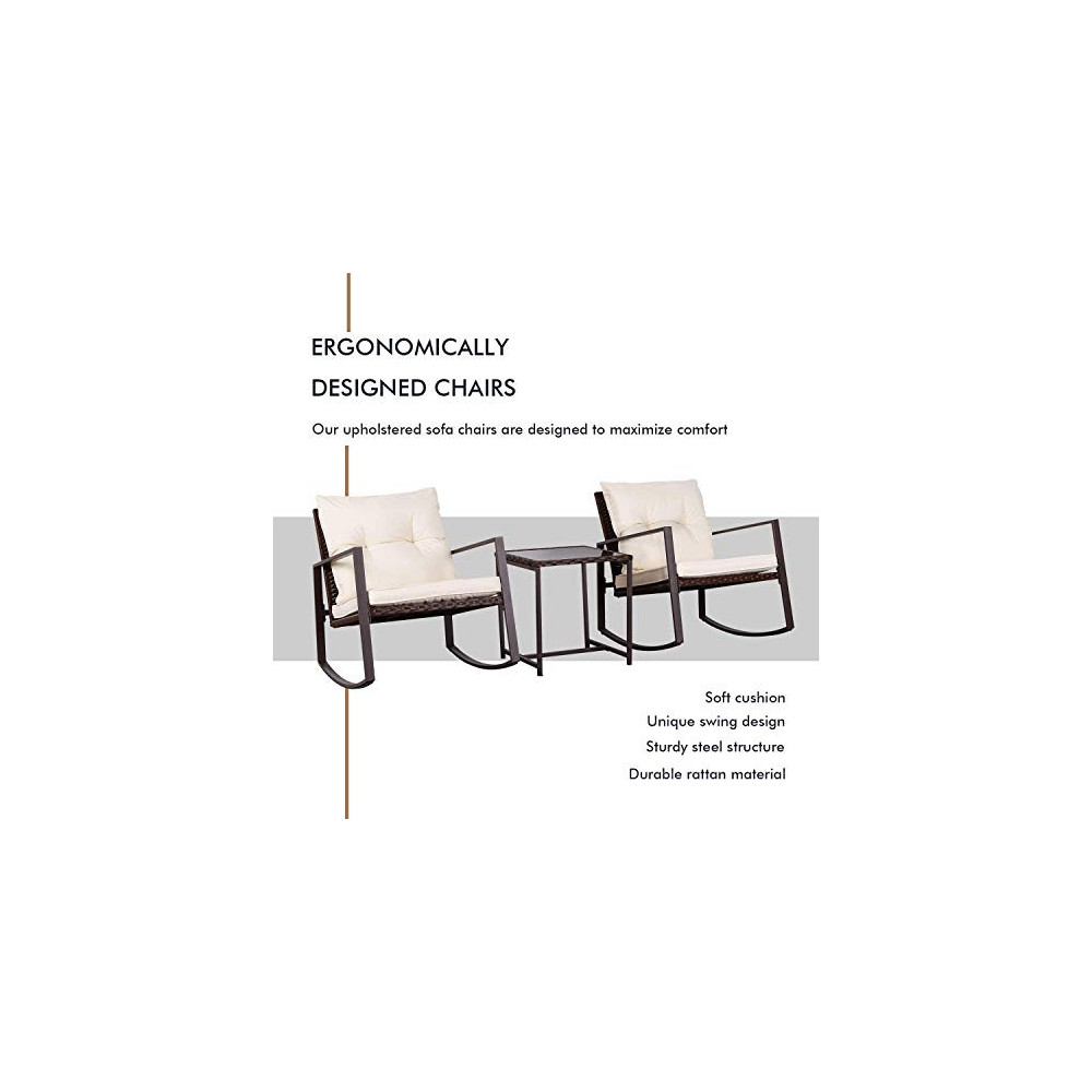 Oakmont Outdoor 3Piece Patio Furniture Rocking Chair Bistro Set,
