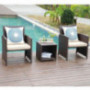 JOIVI 3 Piece Patio Set, Outdoor PE Wicker Rattan Chairs Patio Furniture Conversation Modern Bistro Set with Storage Side Tab