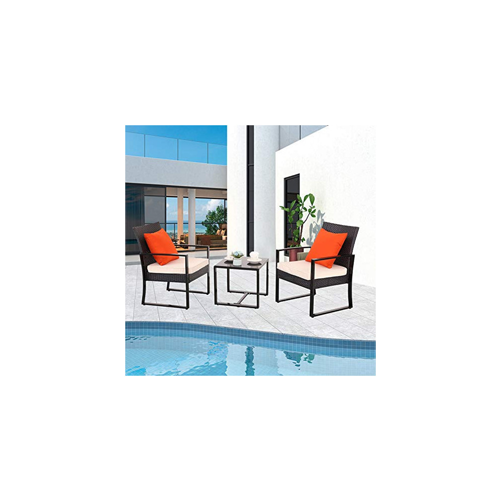Furnimy 3 Pieces Outdoor Chairs Furniture Patio Set Patio Chairs and Table Set Modern Furniture Outdoor Bistro Set Rattan Wic
