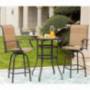 LOKATSE HOME 3 Pcs High Swivel Stools 2 Tall Chairs and 1 Height Outdoor Bistro Table, 3PCS, Patio bar Set