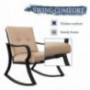 Oakmont Outdoor Furniture 3 Piece Bistro Set Rocking Chairs and Glass Top Table, Thick Cushions, Black Steel  Beige 