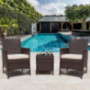 Flamaker 3 Pieces Patio Furniture Set Outdoor Furniture Sets Cushioned PE Wicker Bistro Set Rattan Chair Conversation Sets wi