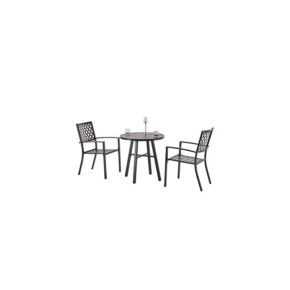 Outdoor Bistro Set 3 Piece, Patio Furniture Conversation Set, All Weather Metal Frame Table and Chairs