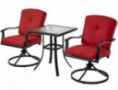 Patio Bistro Set Seats 2 Cushioned Swivel Chairs Outdoor Small Space Deck Porch  Red 