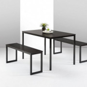 Zinus Louis Modern Studio Collection Soho Dining Table with Two Benches / 3 piece set, Espresso