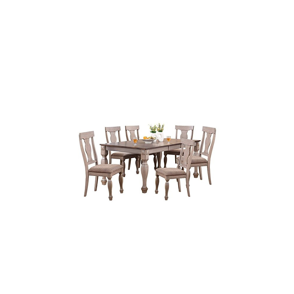 Kings Brand Furniture - Almon 2-Tone Brown Wood 7-Piece Dining Room Set, Table & 6 Chairs