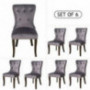 Harper&Bright Designs Set of 6 Victorian Dining Chair Tufted Armless Chair Upholstered Accent Chairs  Velvet Grey 
