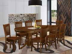 9 Pc Dining room set for 8 Dining Table with Leaf and 8 Kitchen Dining Chairs