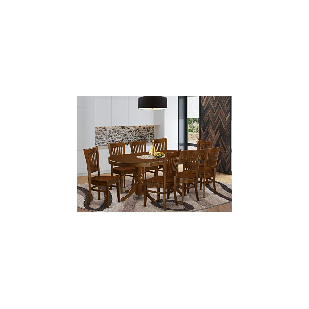9 Pc Dining room set for 8 Dining Table with Leaf and 8 Kitchen Dining Chairs