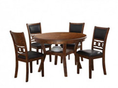 New Classic Furniture Gia Round Dining Set, 5 Piece, Brown