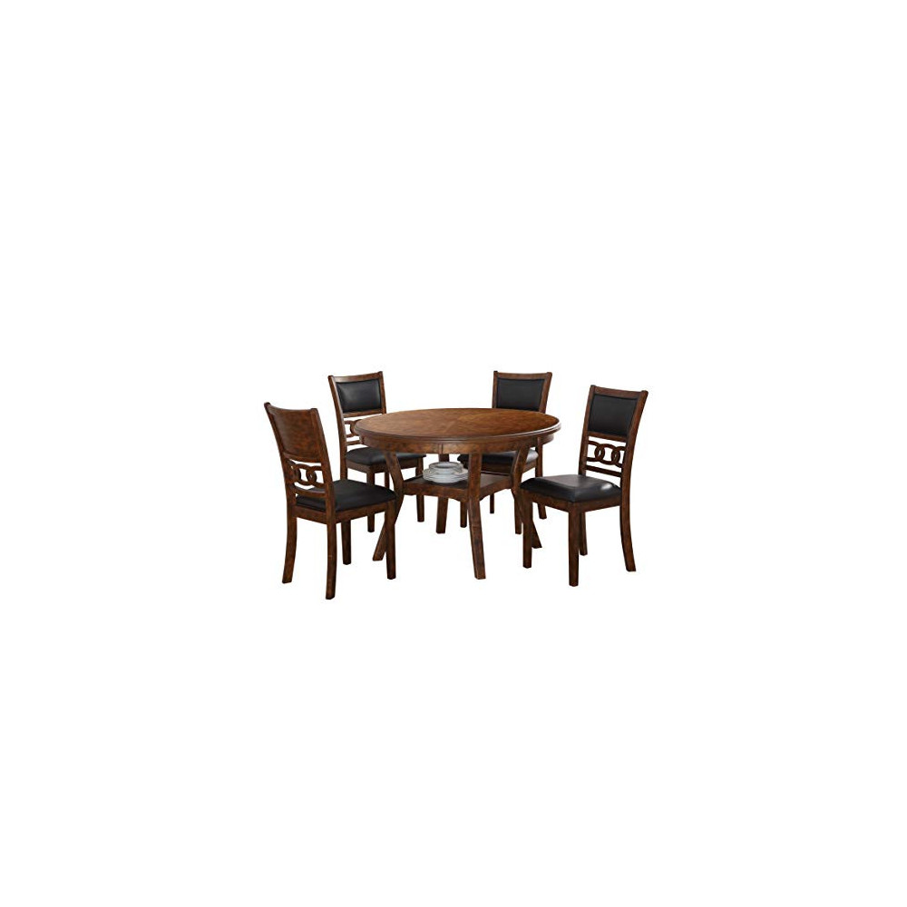 New Classic Furniture Gia Round Dining Set, 5 Piece, Brown