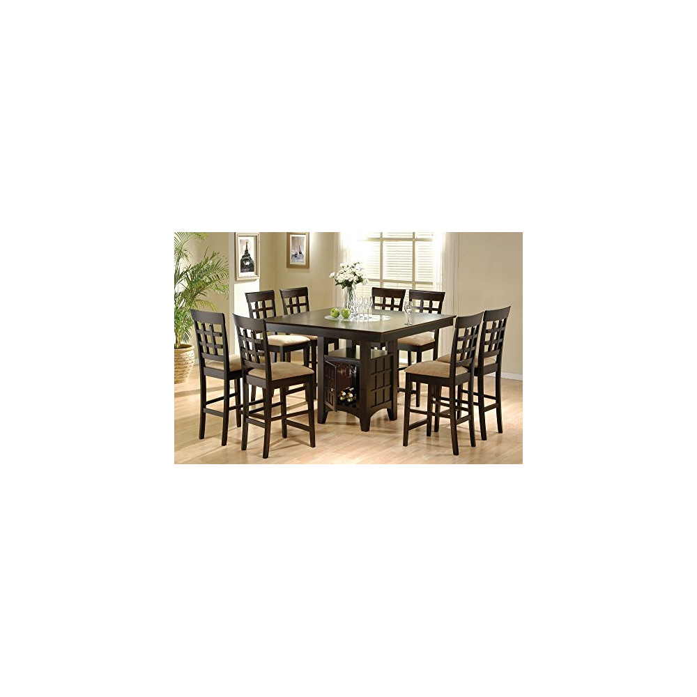 Coaster Home Furnishings 9 Piece Counter Height Storage Dining Table w/Lazy Susan & Chair Set