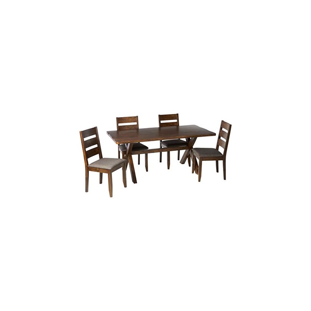 Coaster Home Furnishings Alston 5-Piece Dining Set with Trestle Table Knotty Nutmeg and Grey