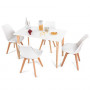 Giantex 5 Pieces Dining Table Set w/ 4 Chairs Home Dining Room Kitchen Waiting Room Modern Rectangular Table Mid-Century Dini