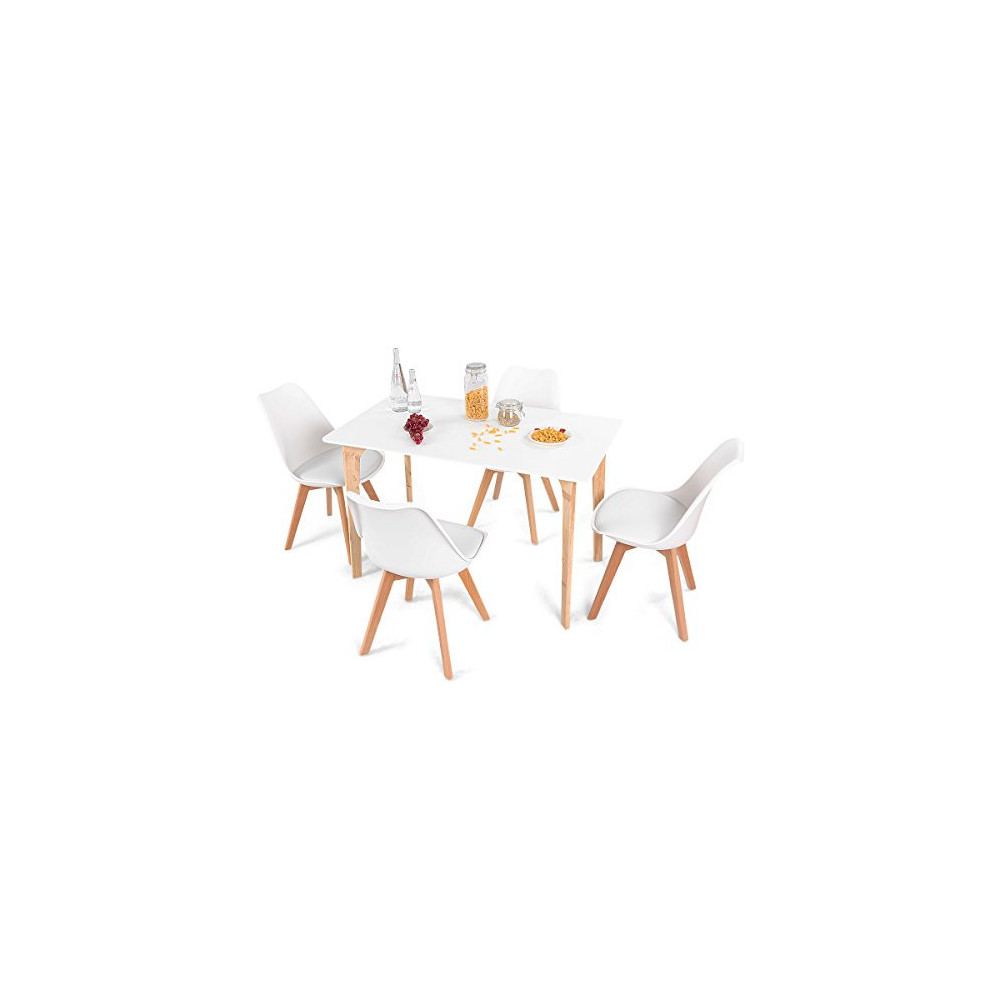 Giantex 5 Pieces Dining Table Set w/ 4 Chairs Home Dining Room Kitchen Waiting Room Modern Rectangular Table Mid-Century Dini