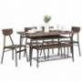Best Choice Products 6-Piece 55in Wooden Modern Dining Set for Home, Kitchen, Dining Room w/Storage Racks, Rectangular Table,