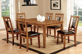 Furniture of America Lazio 7-Piece Transitional Dining Set, Light Oak