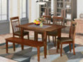 6-Pc Dining room set with bench -small Table with 4 Dining Chairs and Bench