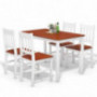 Giantex 5 Piece Wood Dining Table Set 4 Chairs Home Kitchen Breakfast Furniture  White&Walnut 