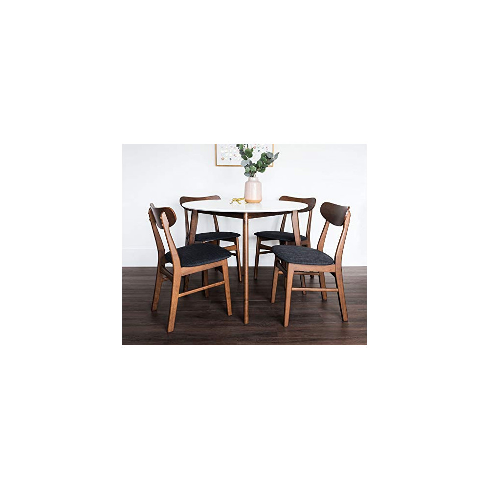 Edloe Finch 5 Piece Round Dining Table Set for 4, White Top