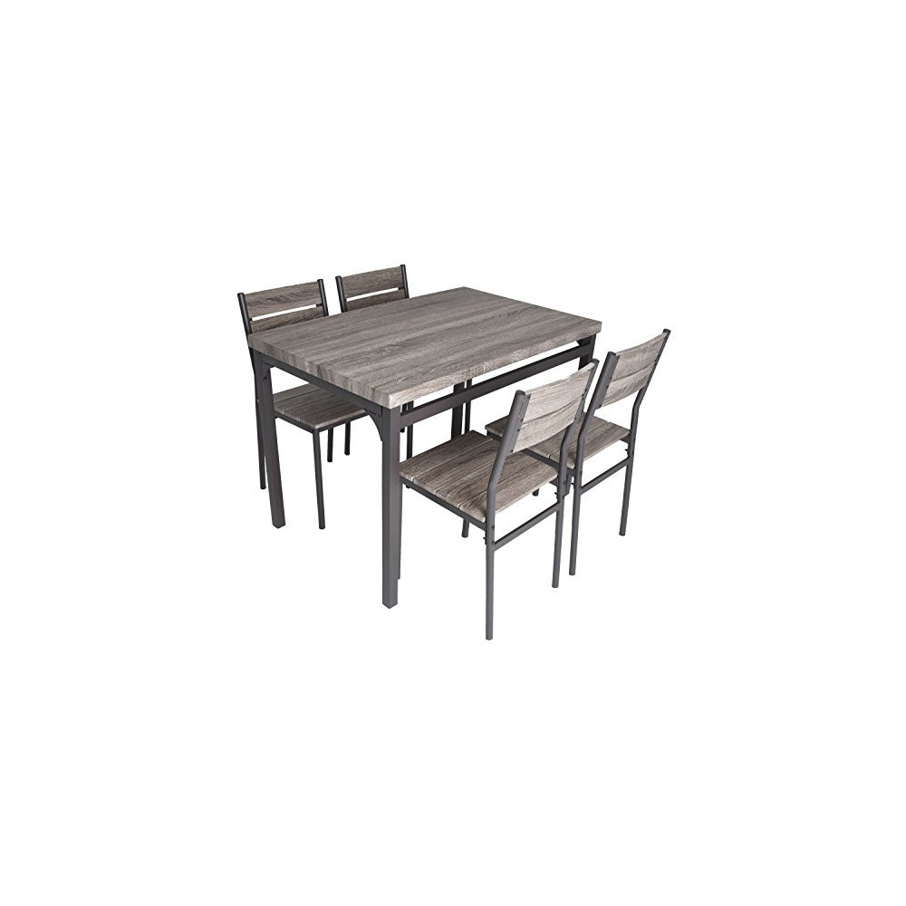 Zenvida 5 Piece Dining Set Rustic Grey Wooden Kitchen Table and 4 Chairs
