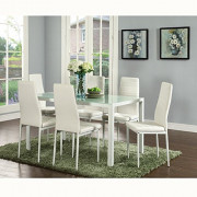 IDS Online Deluxe Glass Dining Table Set 7 Pieces Modern Design With Faux Leather Chair Elegant Style Anti Dirt -51.2" X 27.6