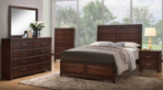Kings Brand Furniture Aurora 6-Piece Walnut Wood Queen Size Bedroom Set. Bed, Dresser, Mirror, Chest, 2 Nightstands