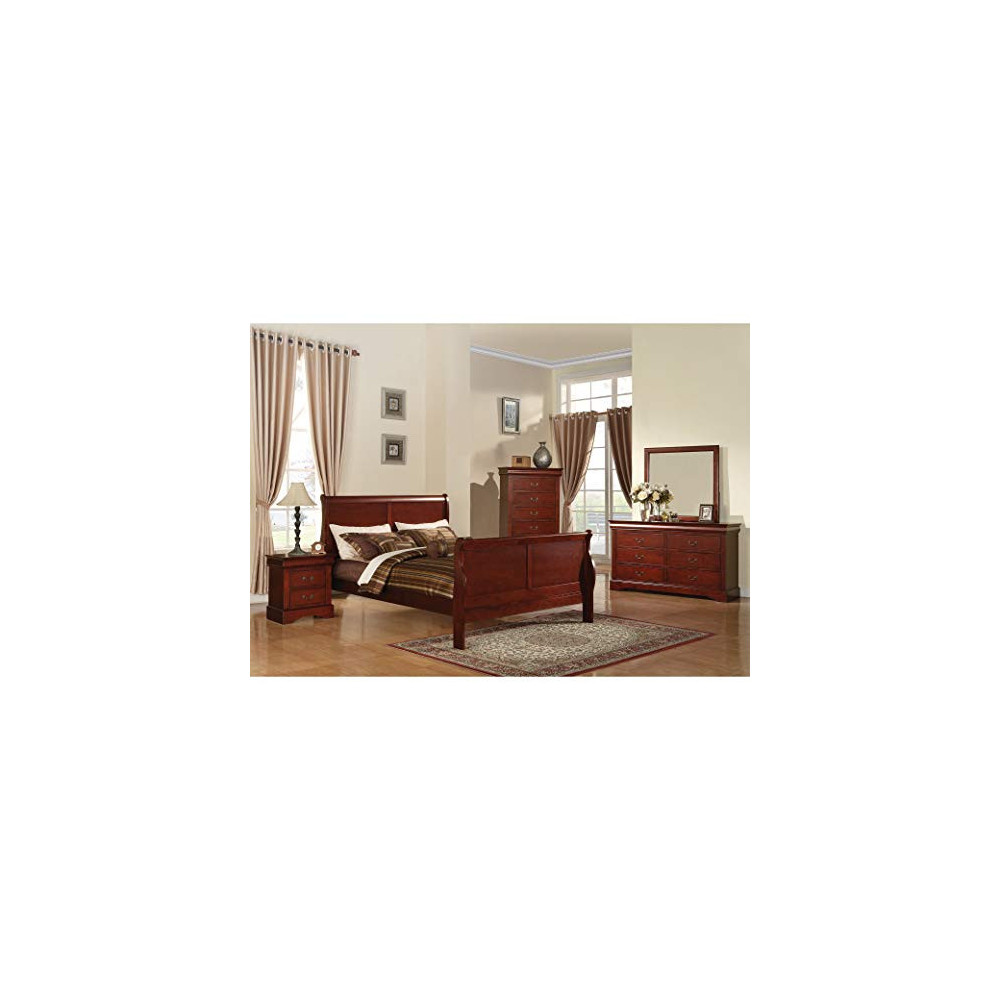acme Furniture Louis Philippe III 4-Piece Cherry Bedroom Set Queen