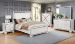 GTU Furniture Contemporary White and Silver Style Wooden Queen Bedroom Set  Queen Size Bed, 4Pc 