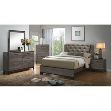 Furniture of America Charlsie 4-Piece Queen Bedroom Set in Antique Gray
